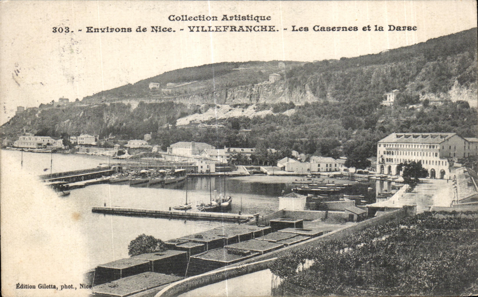 Villefranche-sur-Mer — Las Casernas y la Darse — Edición Giletta, Nice, n°303
