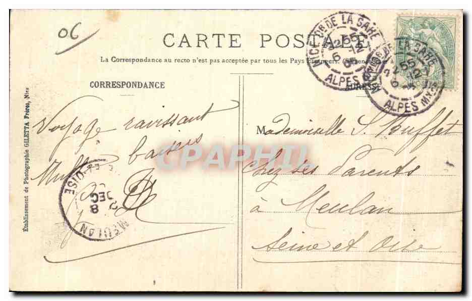 Villefranche-sur-Mer — Las Casernas y la Darse — Edición Giletta, Nice, n°303 — Reverso