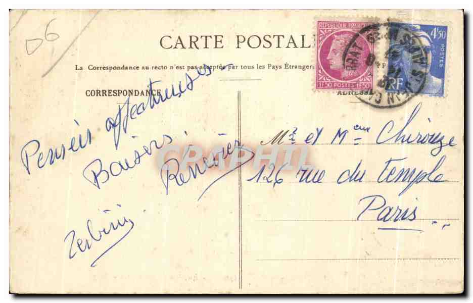 CPA Villefranche Sur Mer La Ville Les Escadres en Rade — Rückseite