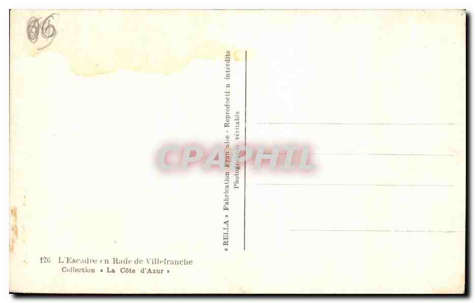 L'Escadre en Rade de Villefranche — Collection « La Côte d'Azur » — RELLA — Rückseite