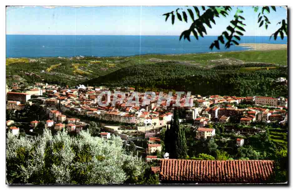 CPA Cote D Azur Vence La Jolie Vue generale au fond la Mediterraine