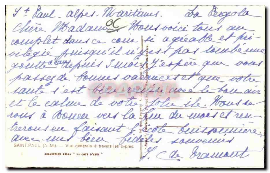 CPA Saint Paul Vue generale a travers les Cypres — Rückseite