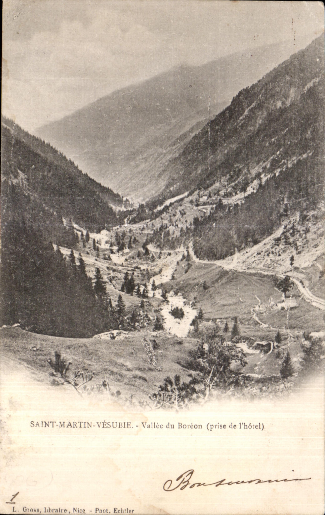 Saint-Martin-Vésubie - Vallée du Boréon (prise de l'hôtel) — L. Gross, libraire, Nice - Pnot. Echtler