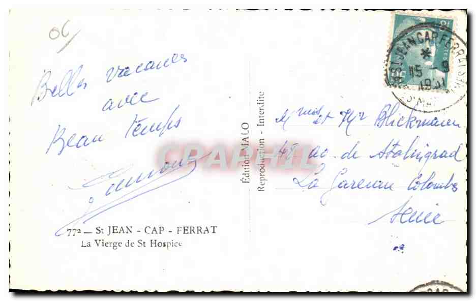 La Vierge de Saint-Hospice — Édition MALO — n° 772 — Verso