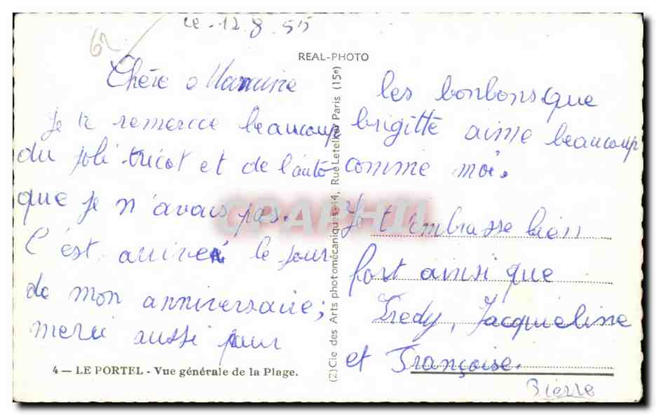 CPA Le Portel Vue generale de la Plage — Verso