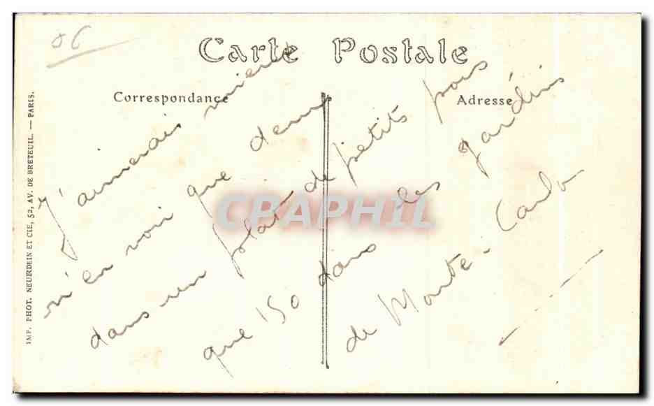 CPA Monte Carlo Les Pigeons Enfant — Rückseite