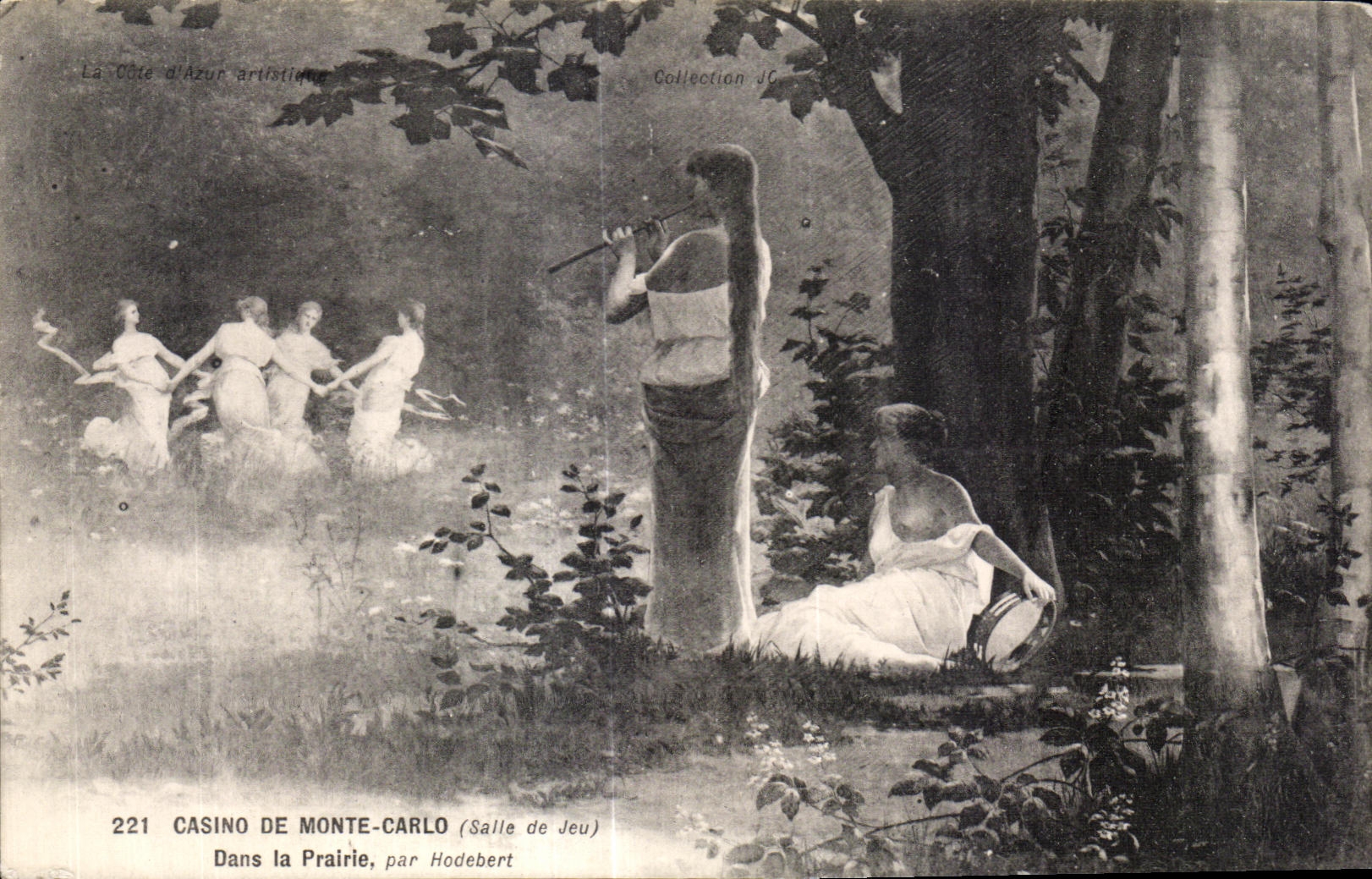 CPA casino De Monte Carlo Dans la Prairie Hodebert Femmes Flute