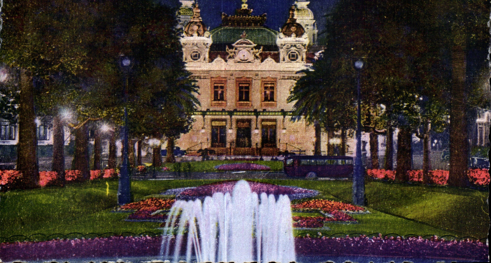 CPA Monte Carlo la muit Les Jardins et le Casino 