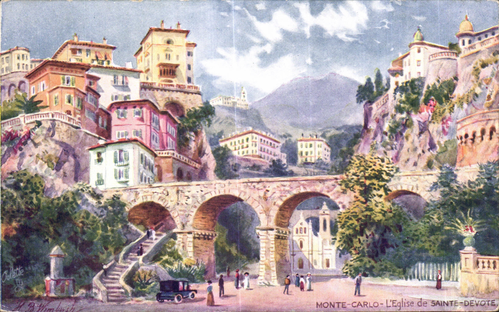 Monte-Carlo - L'Église de Sainte-Devote — H. B. Wimbush, éditeur Tuck, série Côte d'Azur