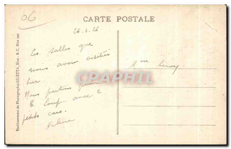 CPA Monte Carlo Salle de Jeux La Roulette — Rückseite