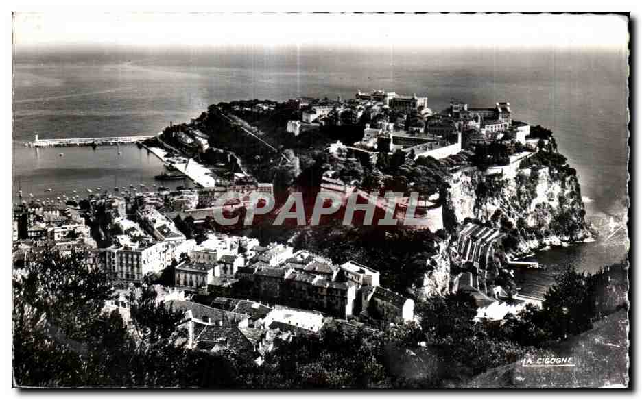La Cigogne — Vue d'ensemble du Rocher et de la Condamine — Imp. Leconte, Paris