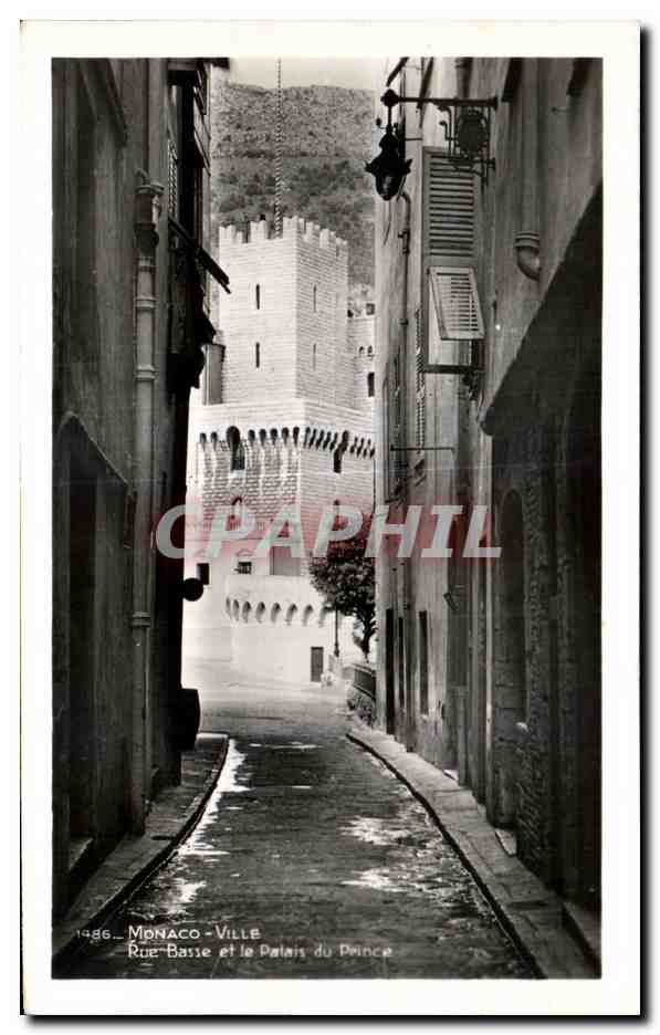CPA Monaco Ville Rue Basse et le Palais du Prince