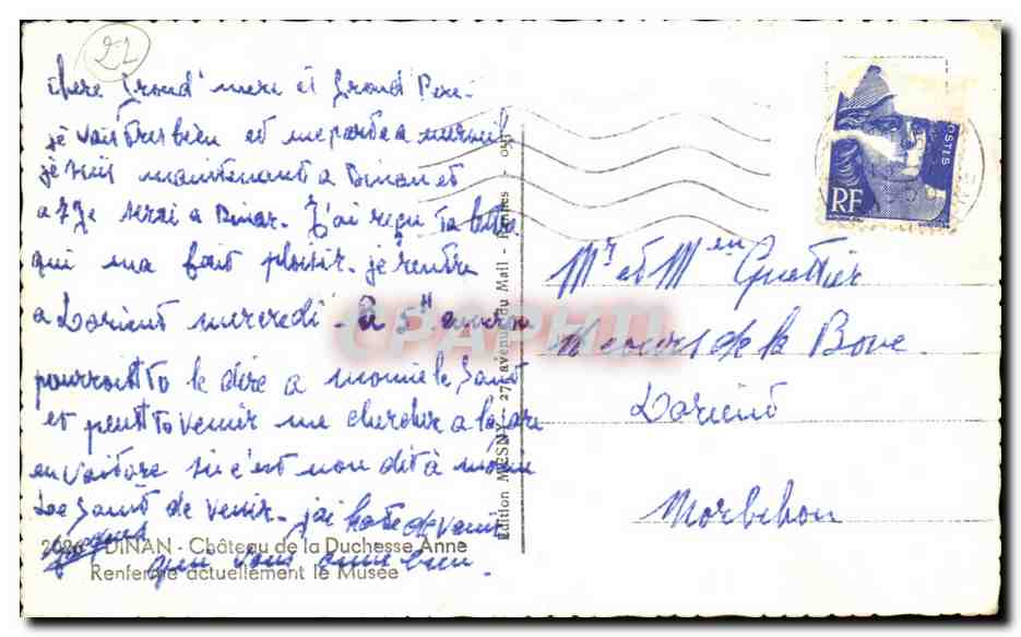 Château de la Duchesse Anne — Dinan — Édition du Mail — Rückseite