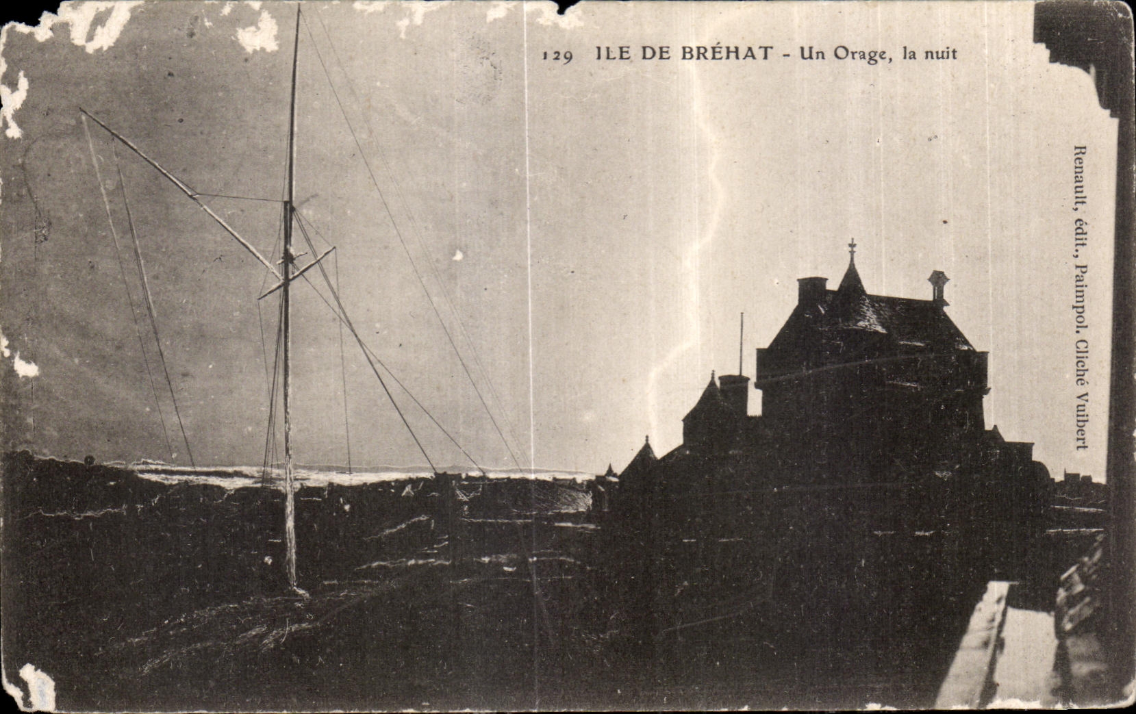 Île de Bréhat - Un Orage, la nuit — Renault, édil., Palimpol, Cliché Vichbert