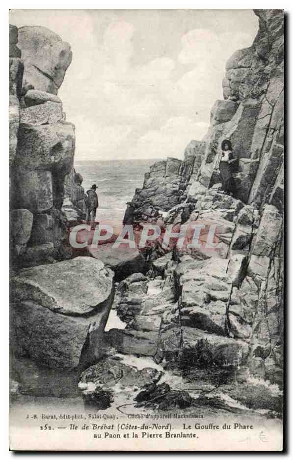 Ile de Bréhat (Côtes-du-Nord) — Le Gouffre du Phare et la Pierre Branlante — J.-B. Barat, édit-ph. Saint-Quay