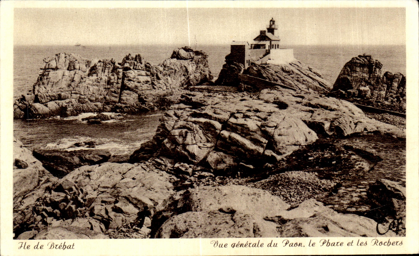 Île de Bréhat — Vue générale du Phare, le Phare et les Rochers — C° des Arts Photomécaniques, Strasbourg, ND 19