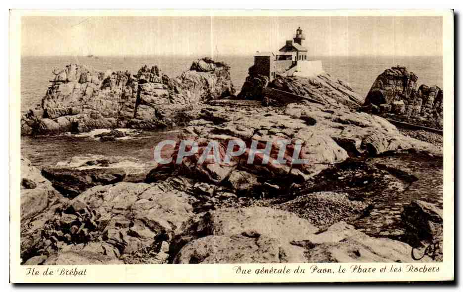 Île de Bréhat — Vue générale du Phare, le Phare et les Rochers — C° des Arts, Strasbourg, ND 19