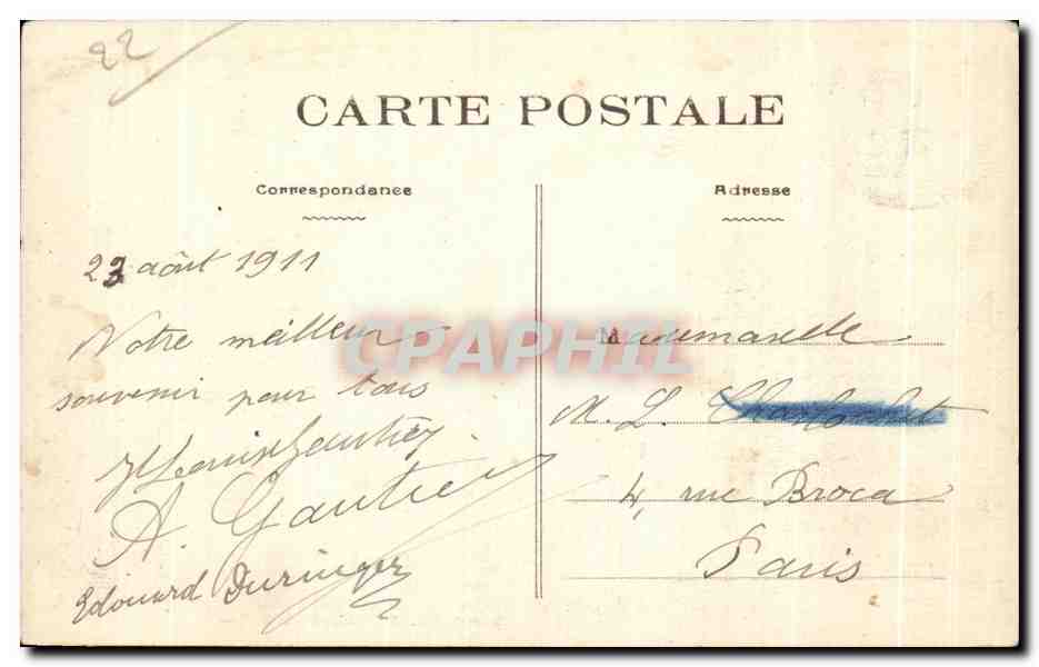 Environs de PAIMPOL — ILE DE BRÉHAT — Vague déferlant sur la Côte — Renault, édit., Paimpol. Cliché VuiBERT — Verso