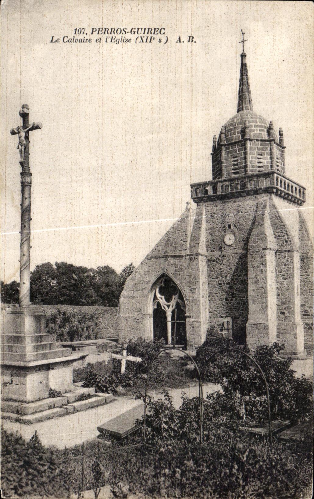 CPA Perros Guirec Le Calvaire et l Eglise XXI s 