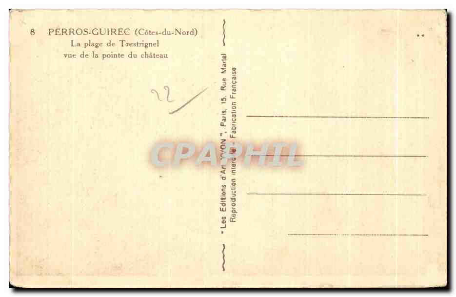 Trestignel — plage vue de la pointe du château — Les Éditions d'Art 'Yvon', Paris — Reverso