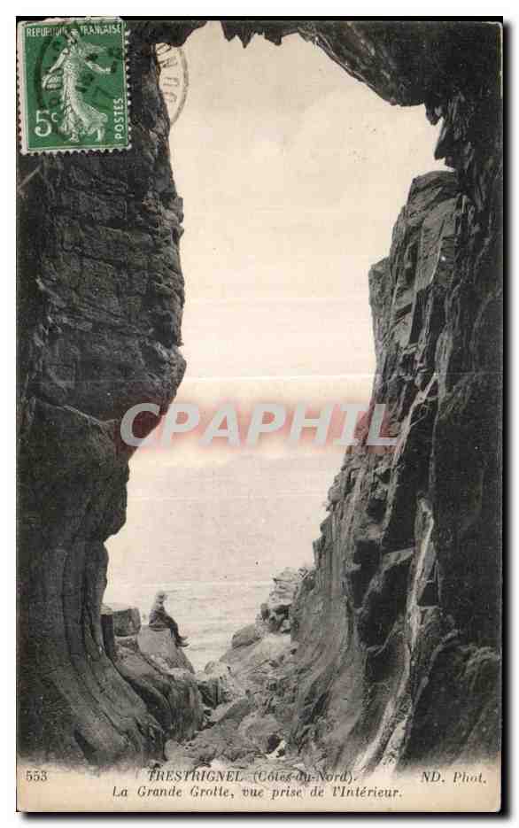 Trestignel (Côtes-du-Nord) — La Grande Grotte, vue prise de l'intérieur — ND. Phot.