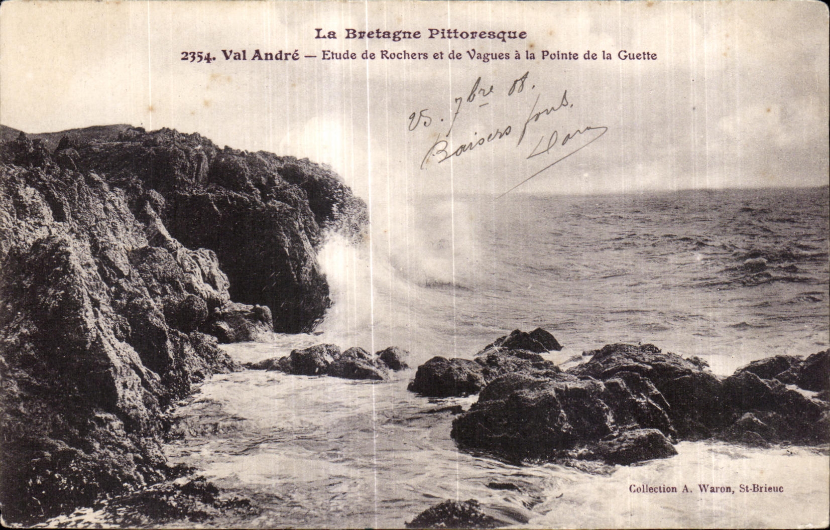 La Bretagne Pittoresque — Étude de Rochers et de Vagues à la Pointe de la Guette — Val André, n°2354