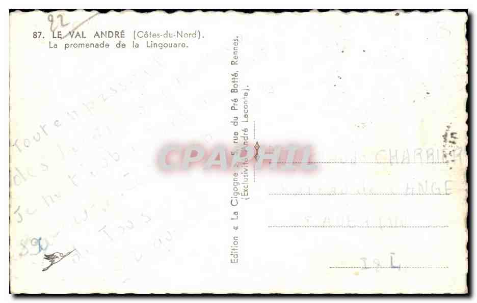 La Cigogne — La promenade du Pré Bottié — Édition André, Rennes — Achterkant