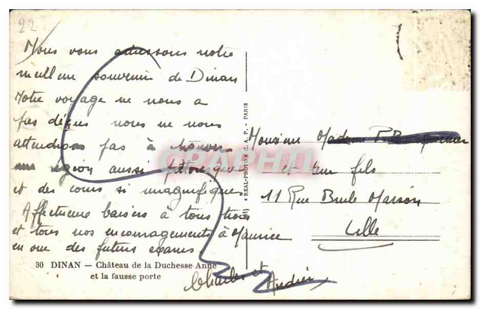Dinan — Château de la Duchesse Anne et la fausse porte — REAL-PHOTO C.A.P. Paris n°30 — Reverso