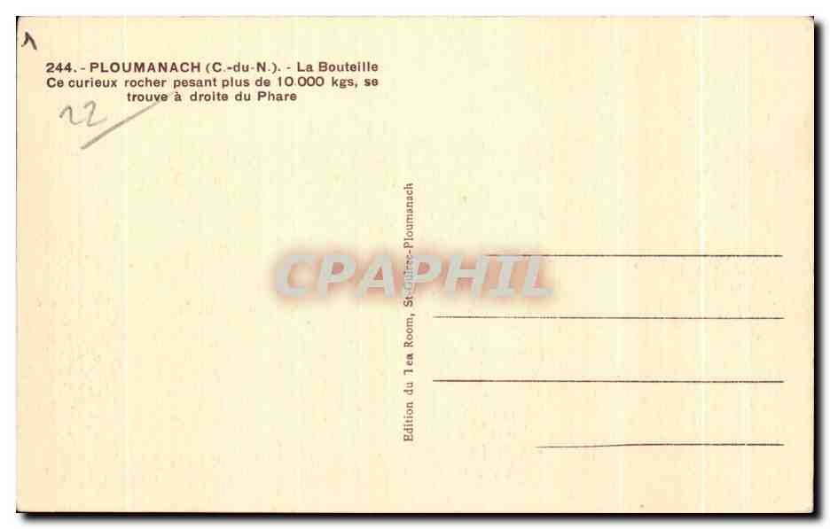 La Bouteille — Ploumanach (C.-du-N.) — Édition du Tea Room, Ploumanach — Verso