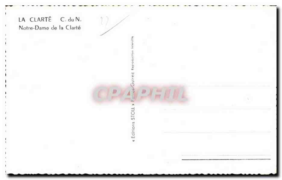 CPA La Clarte Notre Dame de la Clarte — Rückseite
