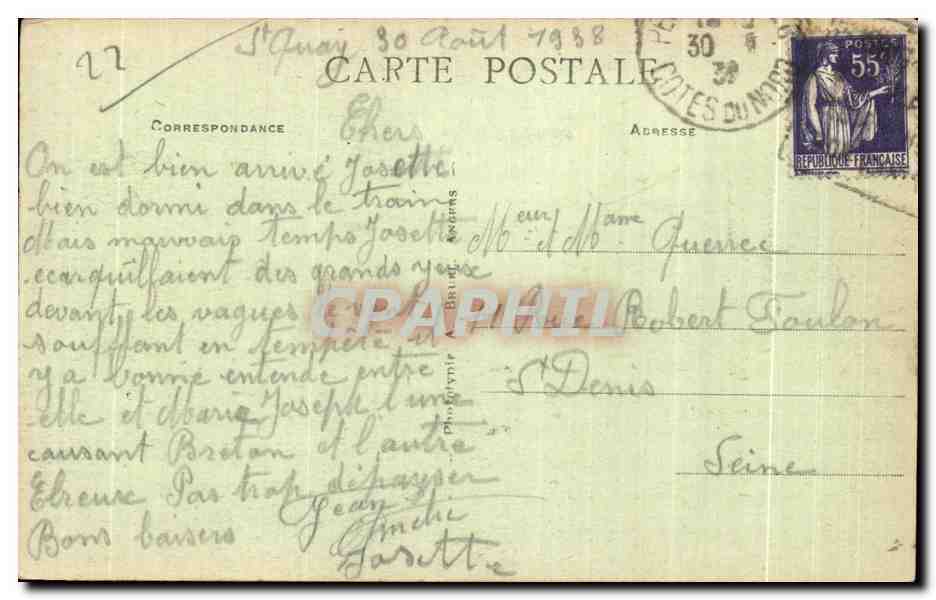 La Grande Grotte de Trestignel — Perros-Guirec — éditeur A.B. — Verso