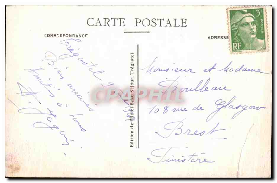 Château de Costaères à Perros-Guirec — éditeur A. B. — n° 201 — Reverso
