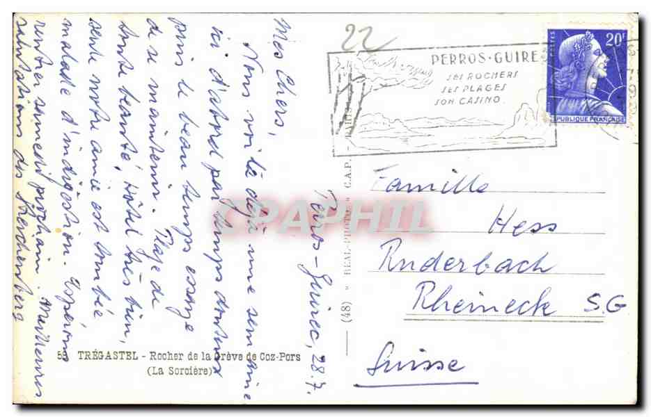 Rocher de la Crève de Coz-Pors — Trégastel — éditeur C.A.P. — Reverso