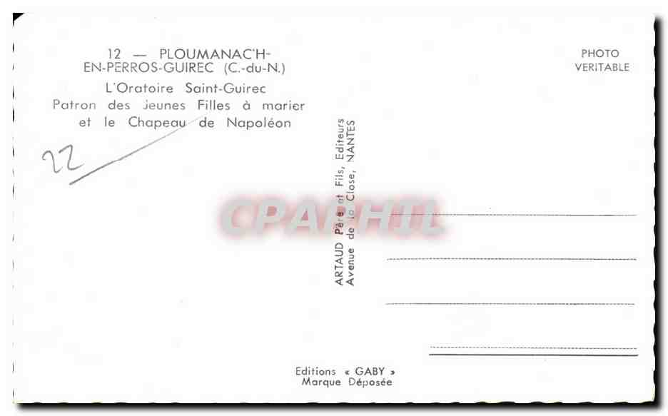 L'Oratoire Saint-Guirec — PLOUMANAC'H-EN-PERROS-GUIREC — Éditions Gaby — Rückseite