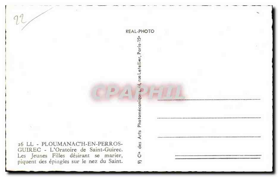 L'Oratoire de Saint-Guirec — Ploumanac'h-en-Perros — éditeur Cie des Arts — Rückseite