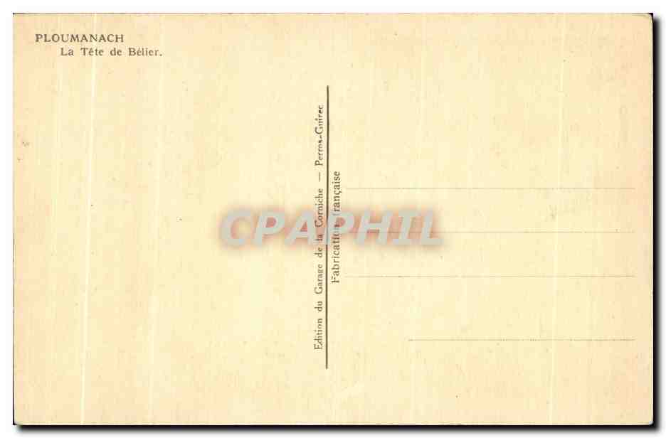 La Tête de Bélier — PLOUMANACH — Édition du Garage de la Corniche — Perros-Guirec — Verso