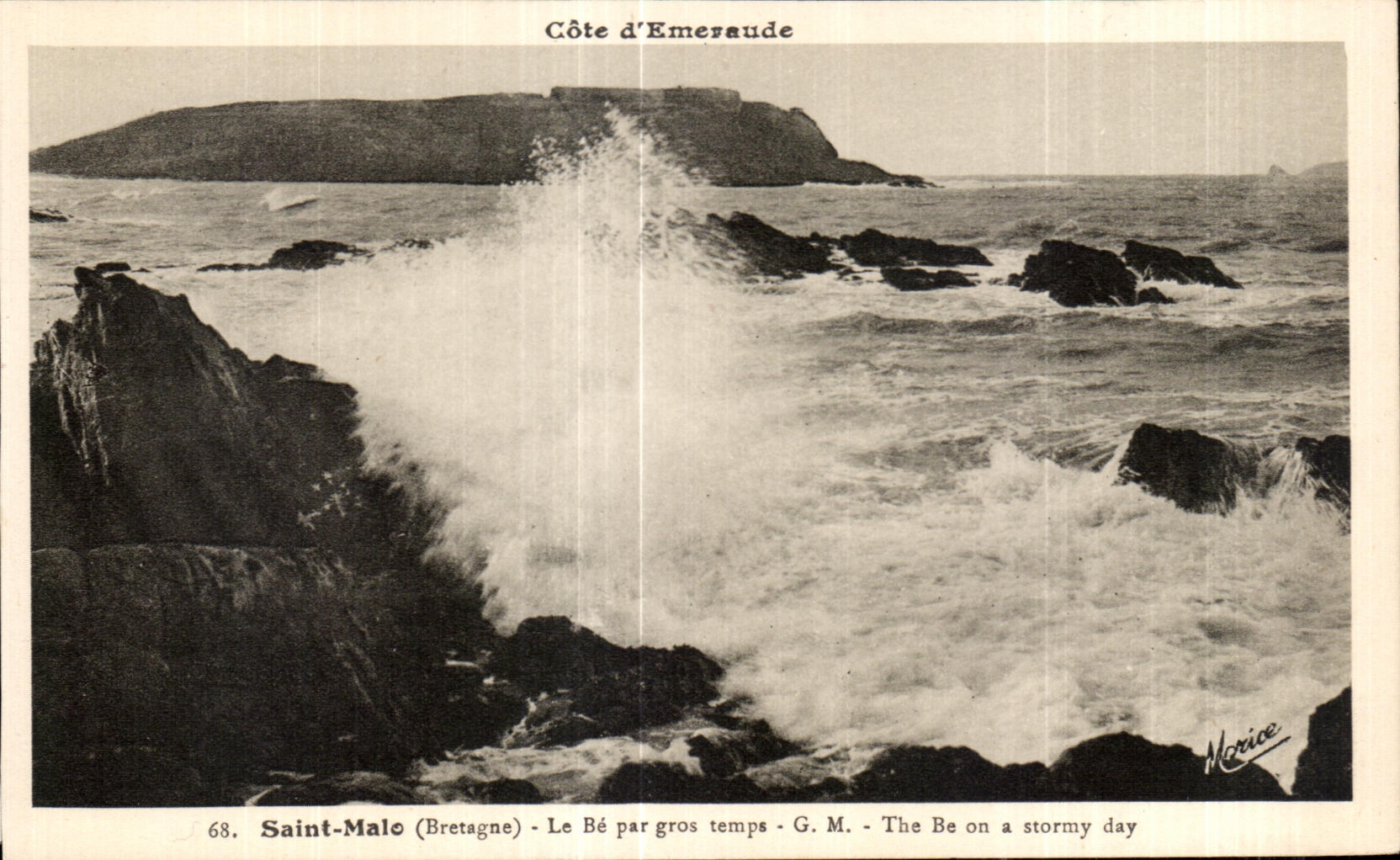 Saint-Malo (Bretagne) — Côte d'Émeraude — Le Bé par gros temps — G. M. — The Be on a stormy day — Maurice