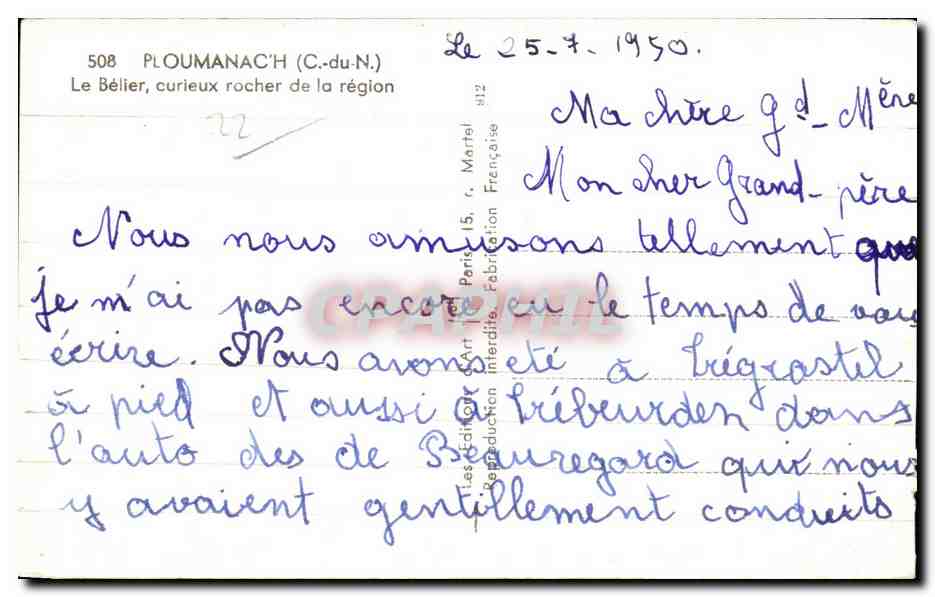 Le Bélîer, curieux rocher de la région — Ploumanac'h (C.-du-N.) — Yvon, n° 508 — Reverso