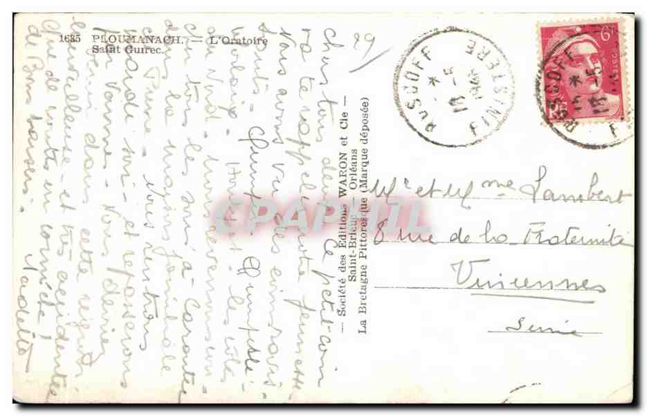 CPA Ploumanac h Saint Guirec — Verso
