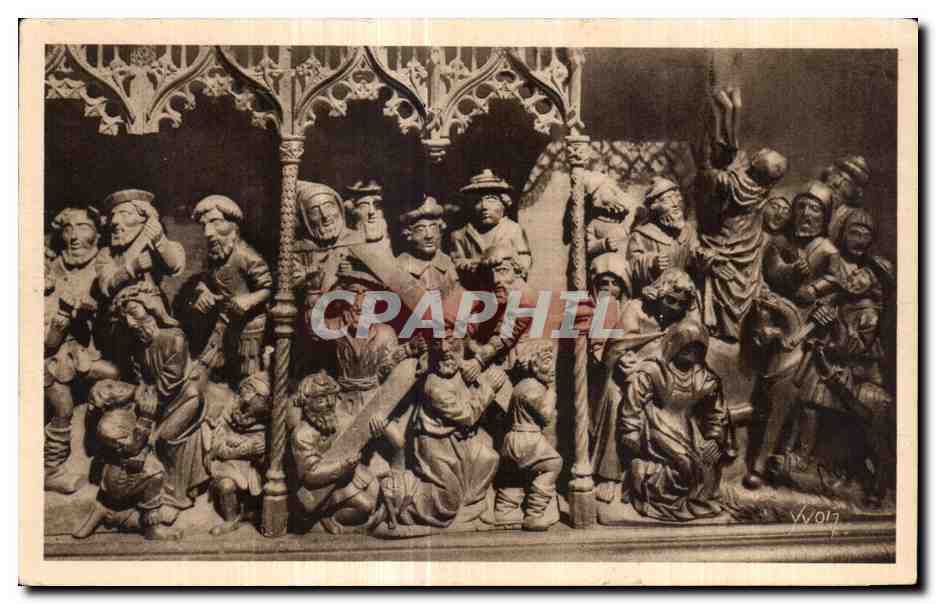 Sépulture de Jean V de Bretagne — Chapelle du Duc — Motifs en bois sculpté (XVIe siècle) — Les Éditions d'Art YVOI, Paris