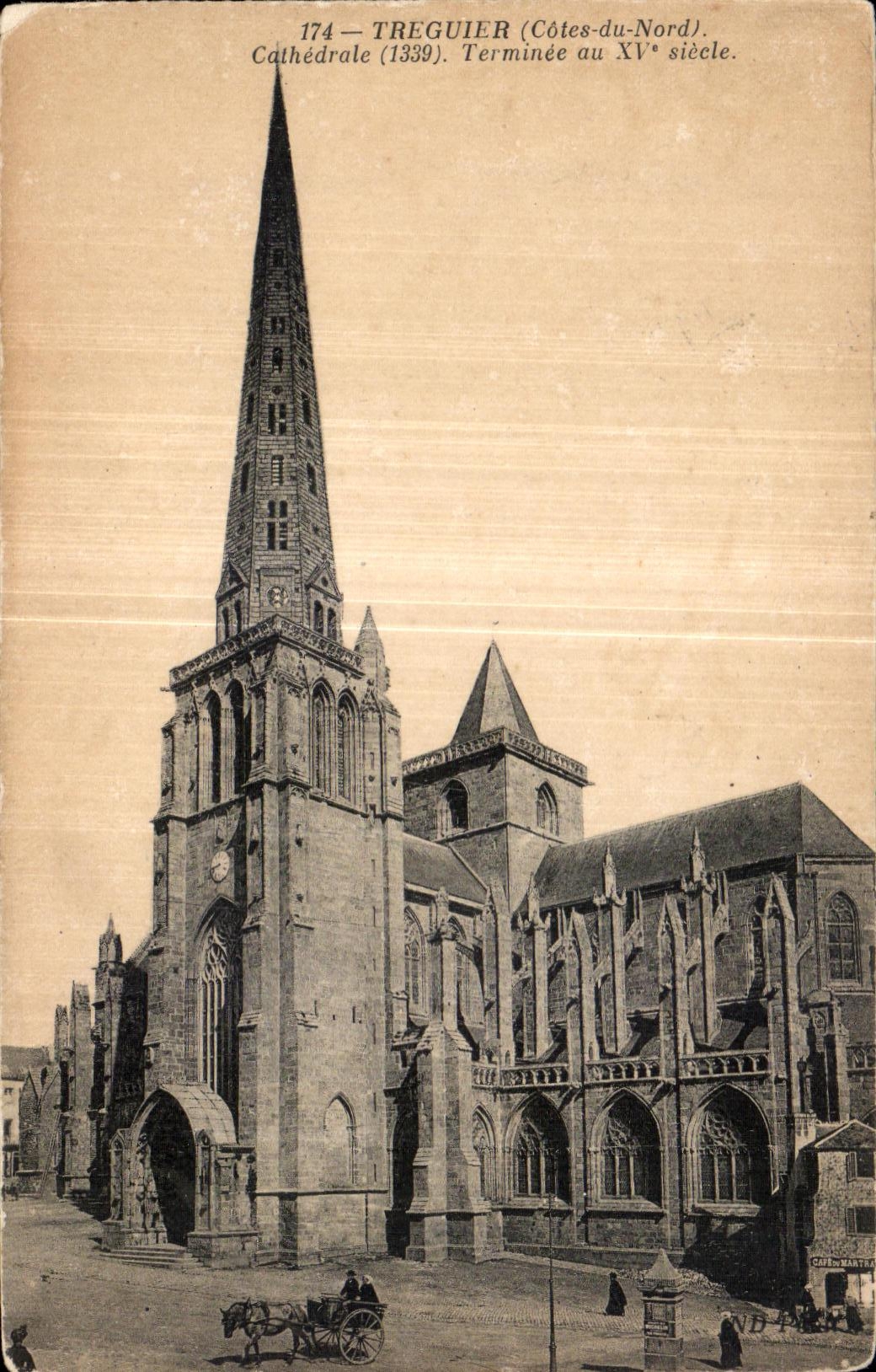 TREGUIER (Côtes-du-Nord) — Cathédrale (1339). Terminée au XVe siècle. — Éditeur : CASEN-MARTY, n° 174