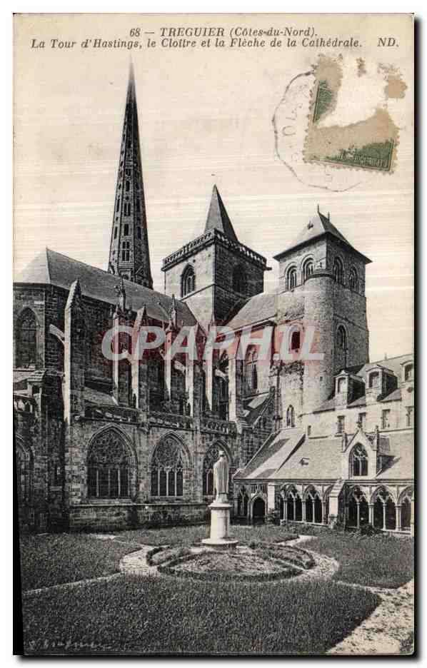 TREGUIER (Côtes-du-Nord) — La Tour d'Hastings, le Cloître et la Flèche de la Cathédrale — ND.