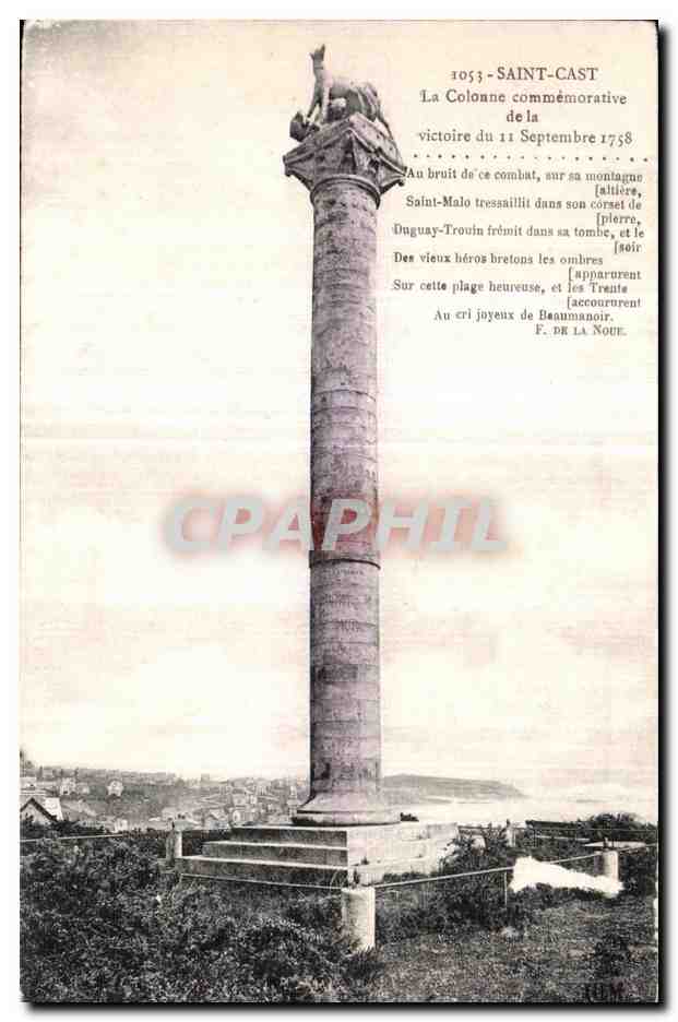CPA Cote d Enteraude Saint Cast La Colonne commemorative de la victoire du 11 Septembre 1758