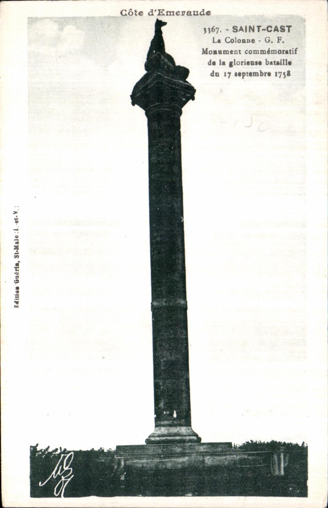 Saint-Cast — La Colonne commémoratif de la bataille du 17 septembre 1758 — Éditions Gudrin, St-Malo (I. et V.)