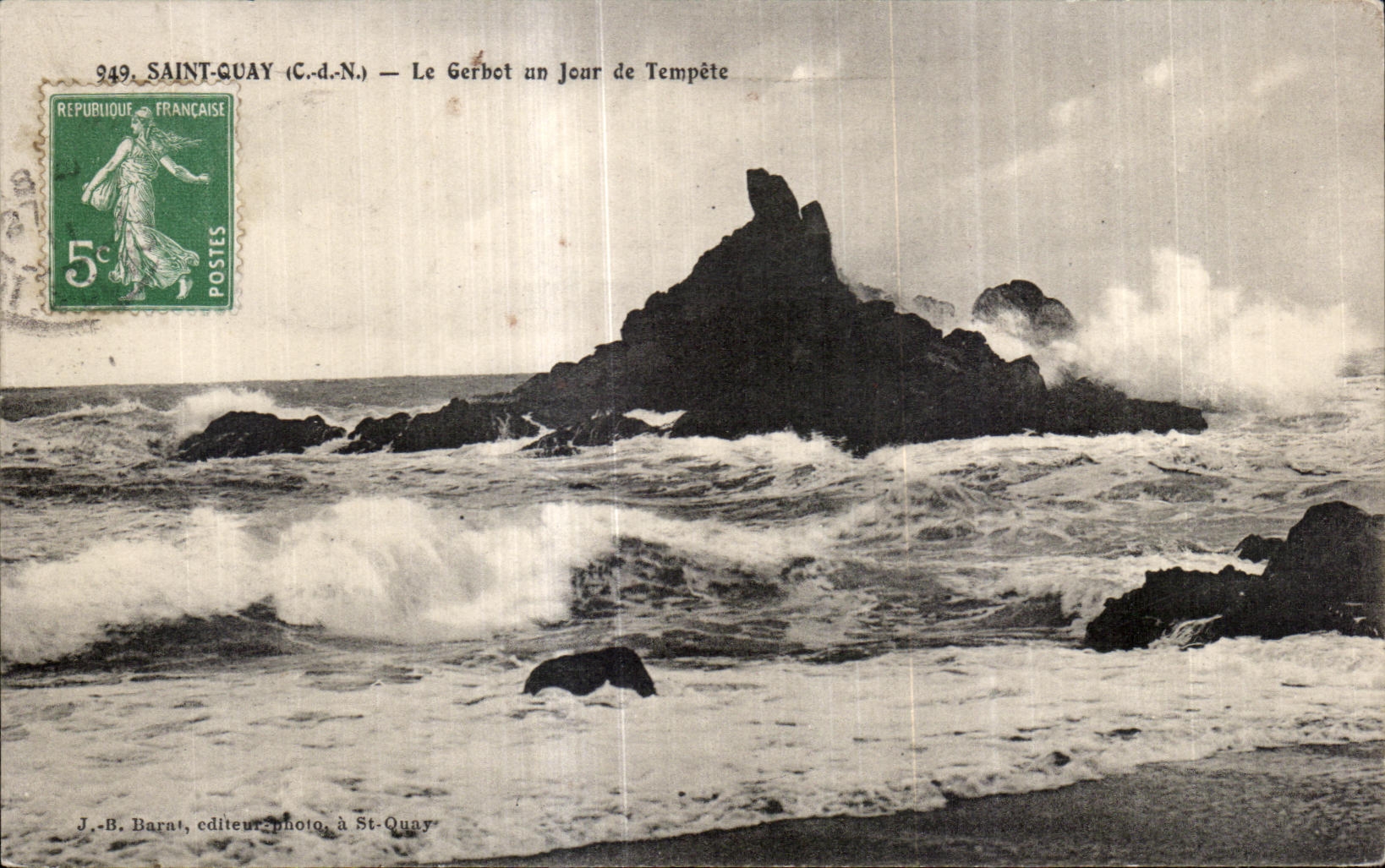 Saint-Quay (C.d.N.) — Le Gerbot un Jour de Tempête — J.-B. Barnet, éditeur-photo, à St-Quay