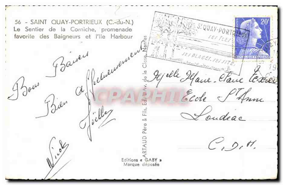 Saint-Quay-Portrieux (C.-du-N.) — Le Sentier de la Corniche, promenade favorite des Baigneurs et l'Île Harbour — Éditions Gaby — Reverso