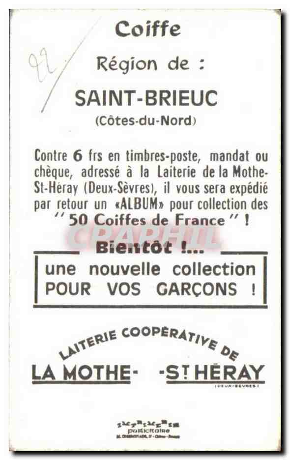 Image Saint Brieuc Coiffe Folklore Costume — Verso