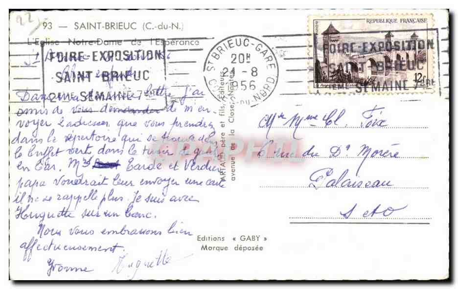 Église Notre-Dame de l'Espérance — Saint-Brieuc (C.-du-N.) — Éditions GABY — Rückseite