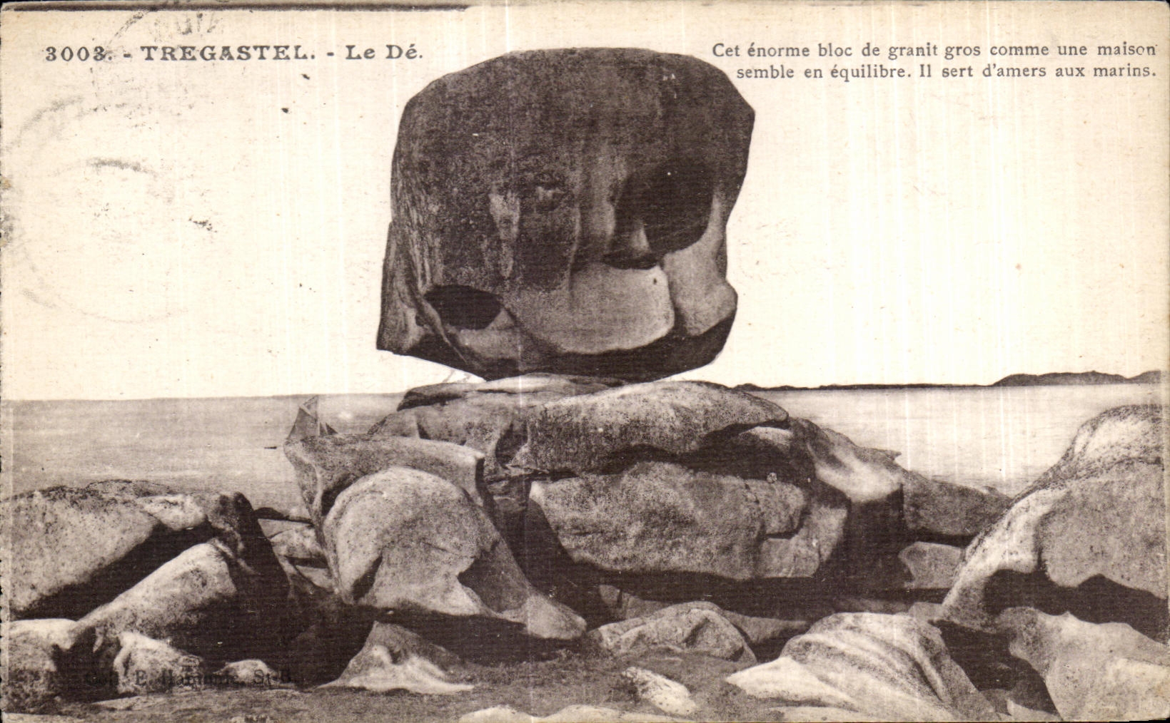 TREGASTEL - Le Dé — Bloc de granit équilibre — E. N. L. B. S. T. n°3003