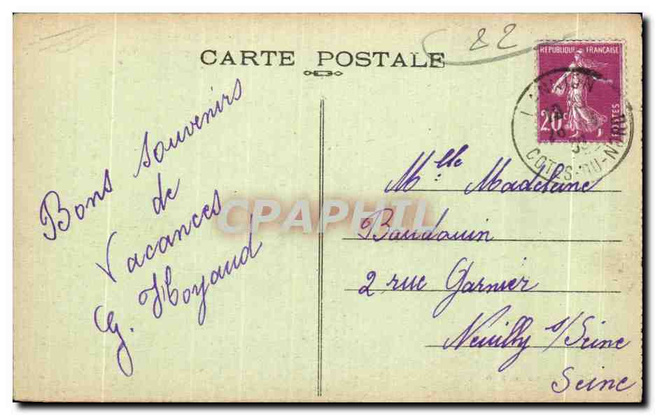TREGASTEL - Le Dé — Bloc de granit équilibre — E. N. L. B. S. T. n°3003 — Verso
